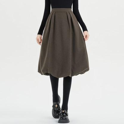 High Waist Midi A-Line Skirt