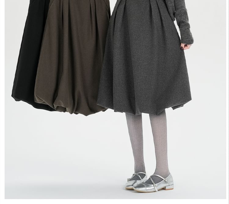 High Waist Midi A-Line Skirt