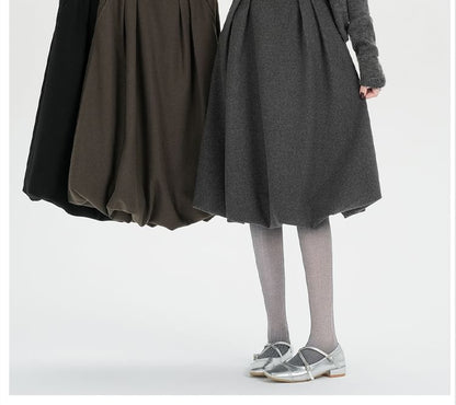 High Waist Midi A-Line Skirt