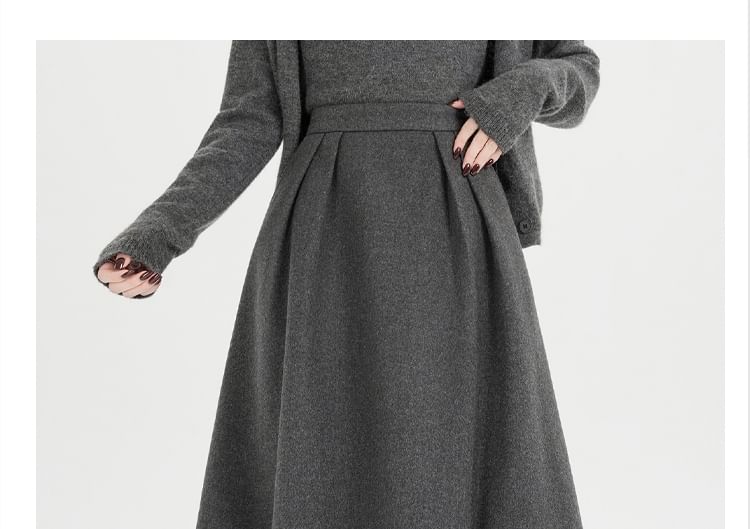 High Waist Midi A-Line Skirt
