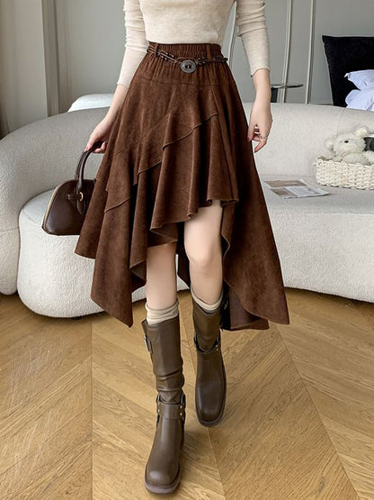 High Waist Tiered Maxi A-Line Skirt