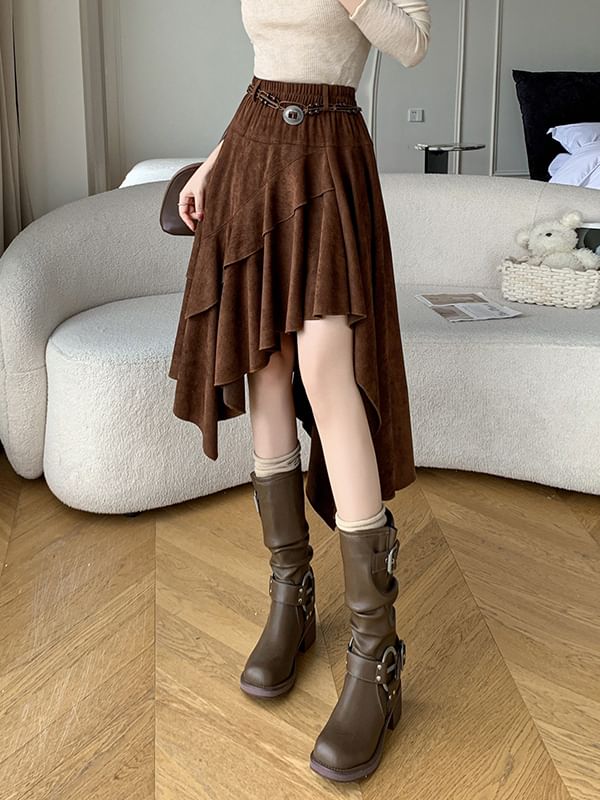 High Waist Tiered Maxi A-Line Skirt