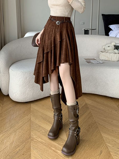 High Waist Tiered Maxi A-Line Skirt