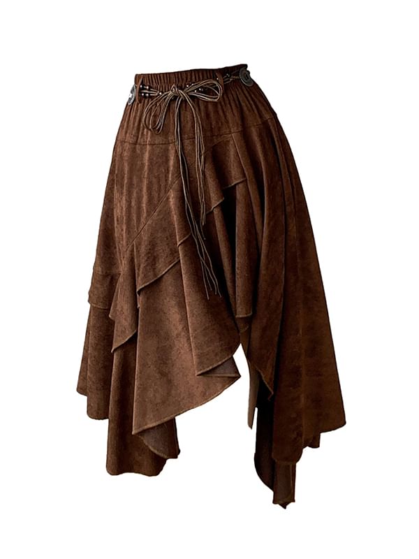 High Waist Tiered Maxi A-Line Skirt