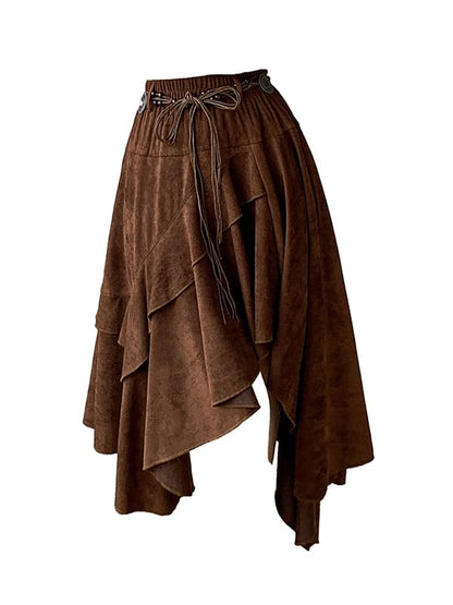 High Waist Tiered Maxi A-Line Skirt
