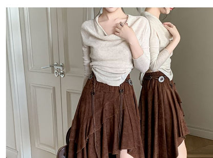 High Waist Tiered Maxi A-Line Skirt