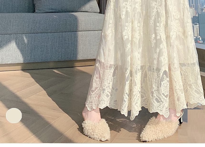 High Waist Lace Maxi A-Line Skirt