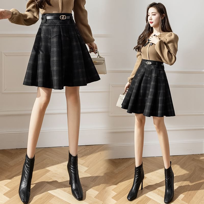 High Waist A-Line Skirt