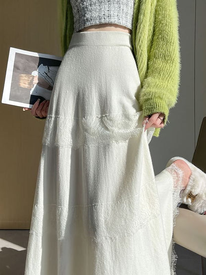 High Rise Fringe Maxi A-Line Skirt