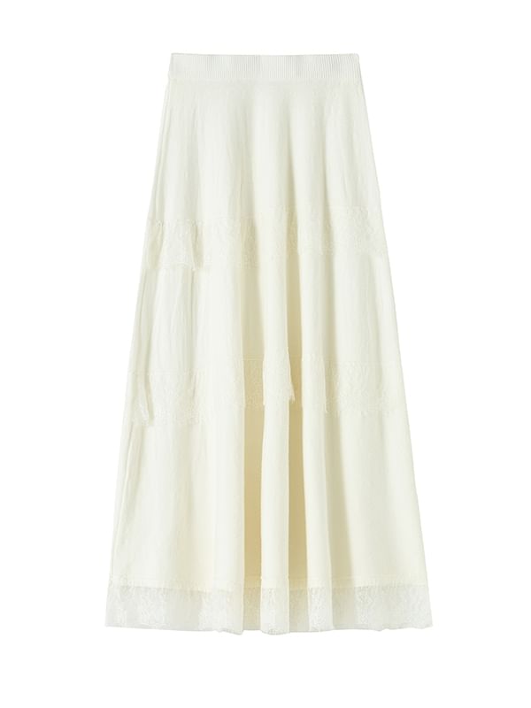 High Rise Fringe Maxi A-Line Skirt