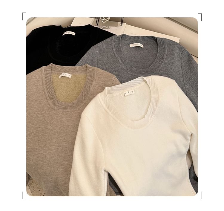Round Neck Long-Sleeve Knit Top