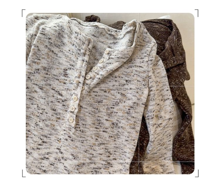 Long-Sleeve Round Neck Melange Tee