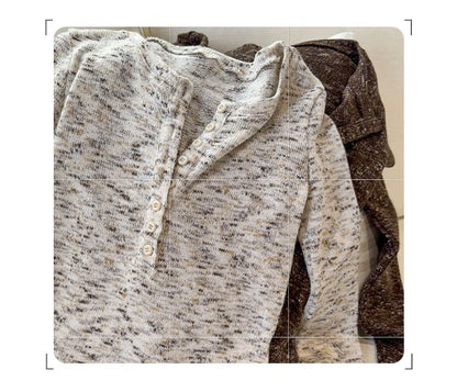 Long-Sleeve Round Neck Melange Tee