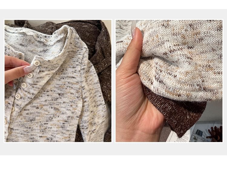 Long-Sleeve Round Neck Melange Tee