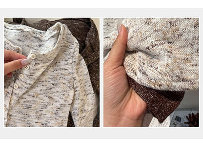 Long-Sleeve Round Neck Melange Tee