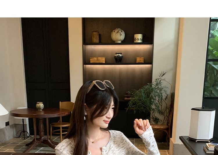 Long-Sleeve Round Neck Melange Tee