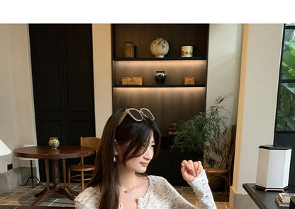 Long-Sleeve Round Neck Melange Tee