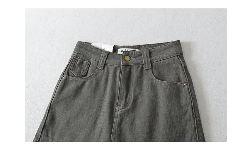 Mid Rise Washed Denim Mini H-Line Skirt