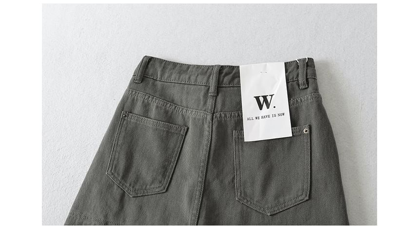 Mid Rise Washed Denim Mini H-Line Skirt