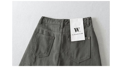 Mid Rise Washed Denim Mini H-Line Skirt