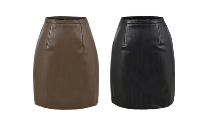 High Waist Faux Leather Mini Pencil Skirt
