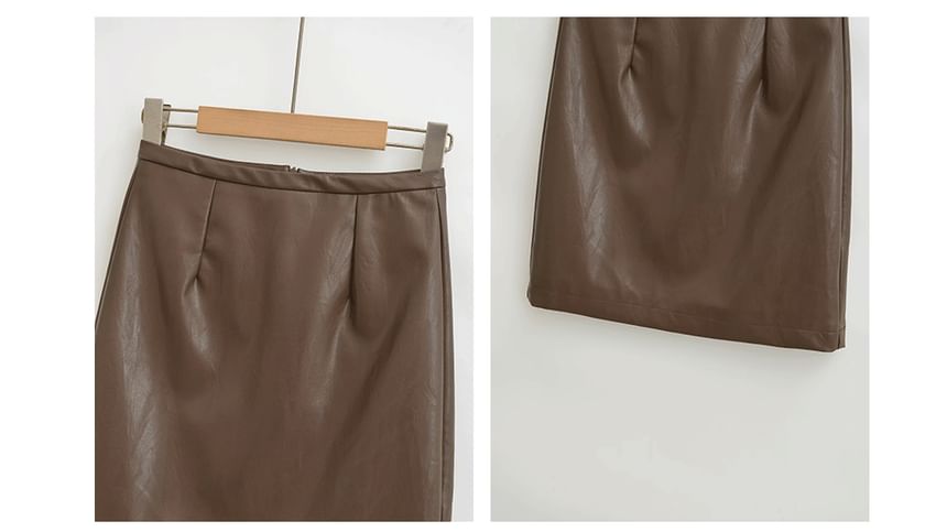 High Waist Faux Leather Mini Pencil Skirt