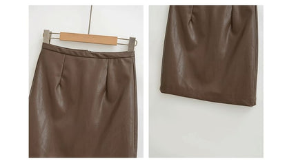 High Waist Faux Leather Mini Pencil Skirt