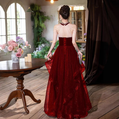 Sleeveless Velvet A-Line Evening Gown