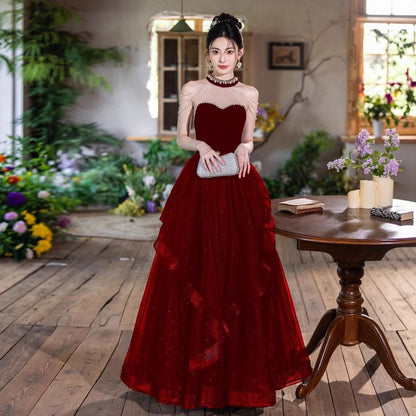 Sleeveless Velvet A-Line Evening Gown