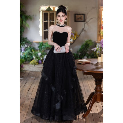 Sleeveless Velvet A-Line Evening Gown