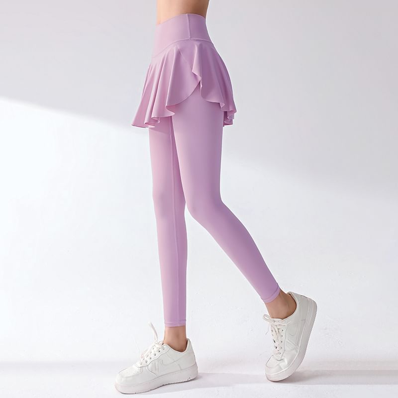 High Rise Skirt Overlay Yoga Leggings