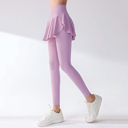 High Rise Skirt Overlay Yoga Leggings