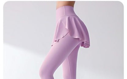 High Rise Skirt Overlay Yoga Leggings