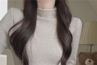 Mock Neck Pullover Knit Top in Solid Color