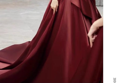 Sleeveless Off Shoulder Plain Bow Satin A-Line Evening Gown