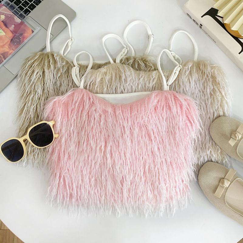 Fluffy Solid Cami with Cropped Silhouette