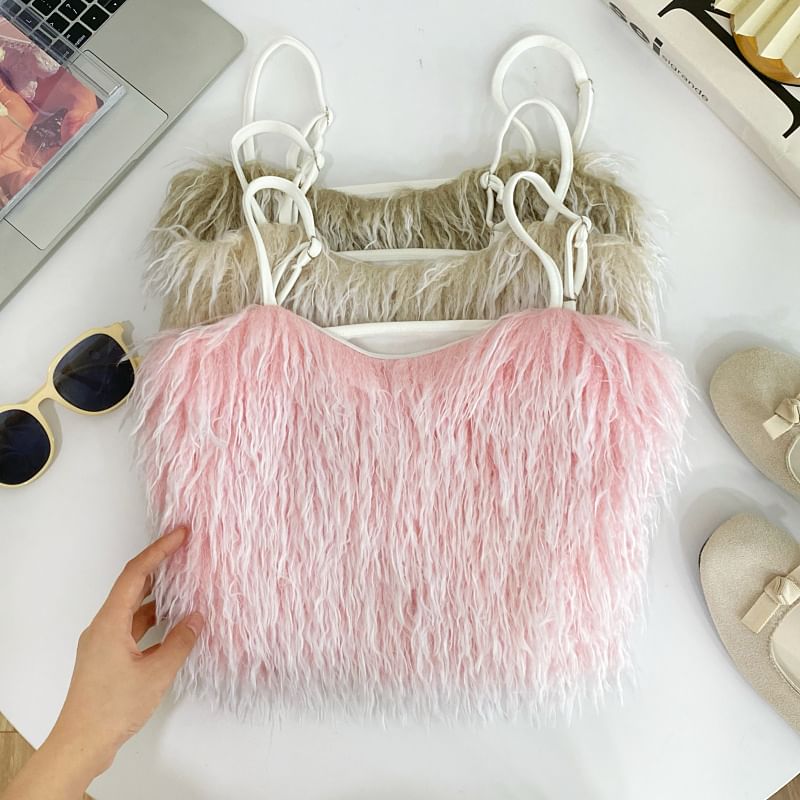 Fluffy Solid Cami with Cropped Silhouette