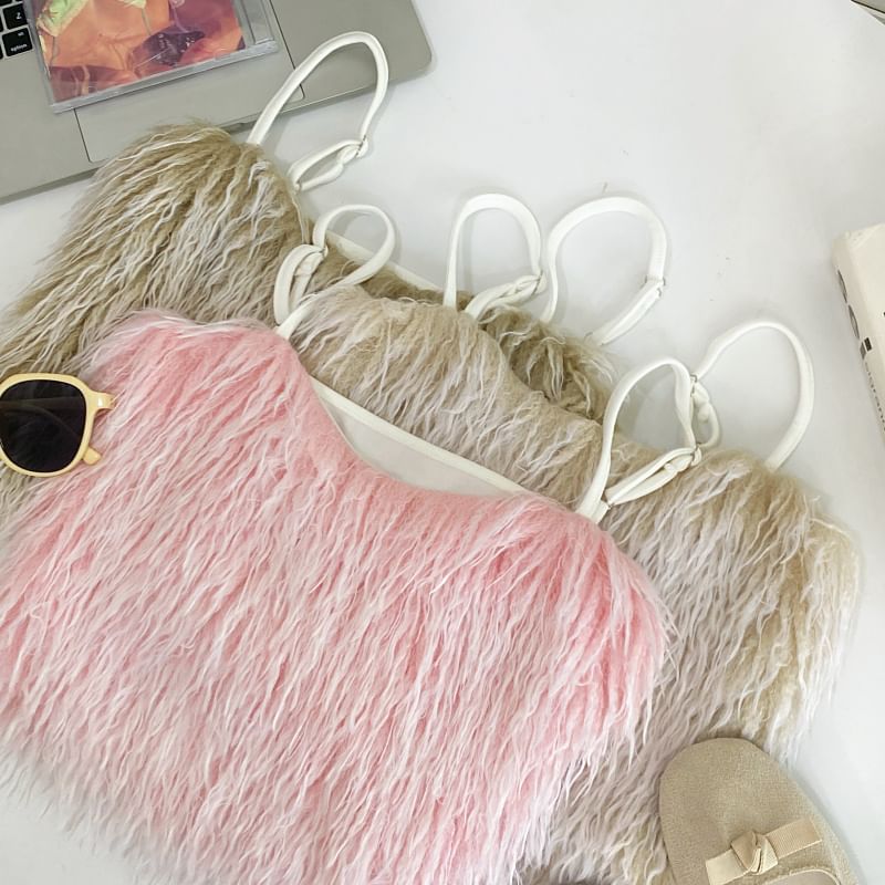 Fluffy Solid Cami with Cropped Silhouette