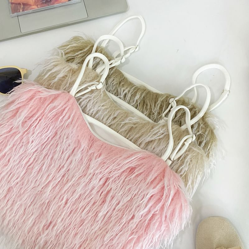 Fluffy Solid Cami with Cropped Silhouette