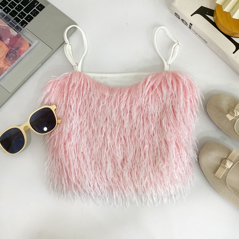 Fluffy Solid Cami with Cropped Silhouette