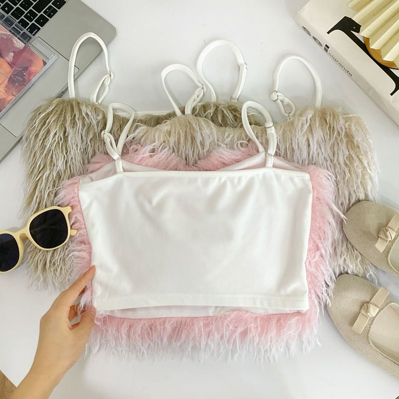 Fluffy Solid Cami with Cropped Silhouette
