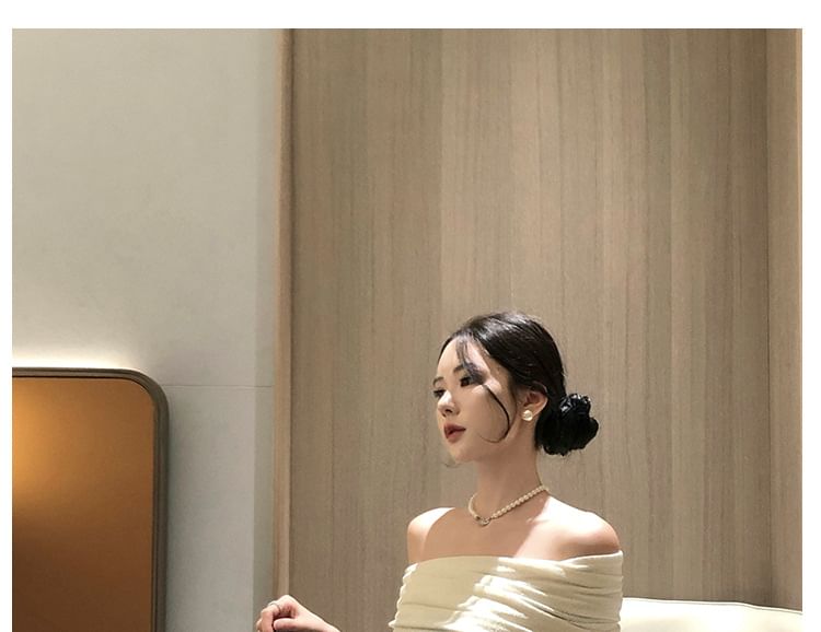 Off-Shoulder Two Tone A-Line Evening Dress