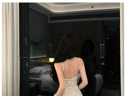 Halter Floral Lace Trumpet Evening Dress