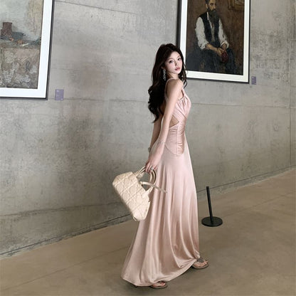 Halter Plain Knot Sheath Evening Dress