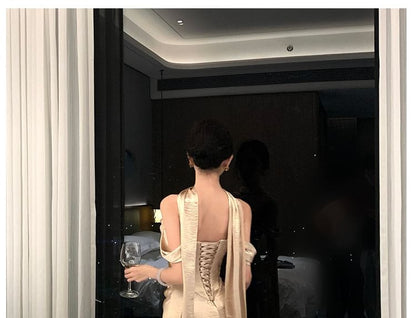 Off-Shoulder Plain Ruched Mermaid Evening Dress