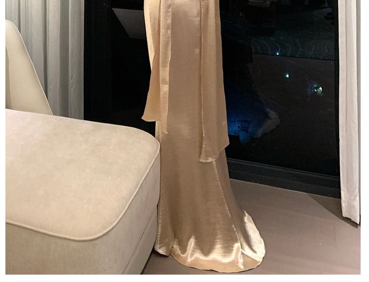 Off-Shoulder Plain Ruched Mermaid Evening Dress