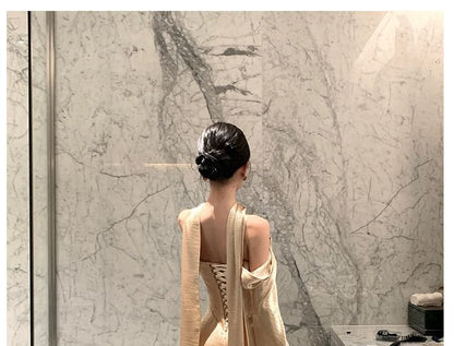 Off-Shoulder Plain Ruched Mermaid Evening Dress