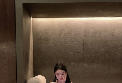 Spaghetti Strap Plain Lace Trim A-Line Evening Dress