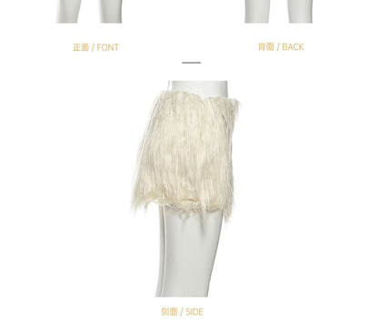 Lace Crop Corset Tube Top with High Waist Fluffy Mini Pencil Skirt