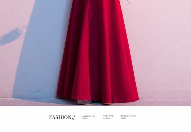 Long Sleeve Mandarin Collar Floral Embroidered A-Line Evening Gown